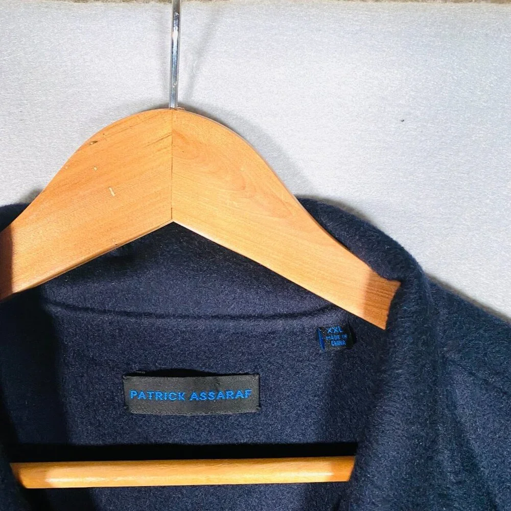 Patrick Assaraf Vest Mens 2XL Blue Wool Full Zip Sleeveless Pockets